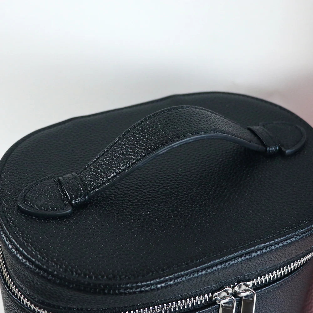 Custom Name Cosmetic Bag - Portable Large Capacity PU Leather Makeup Organizer with Internal Storage Box for Travel