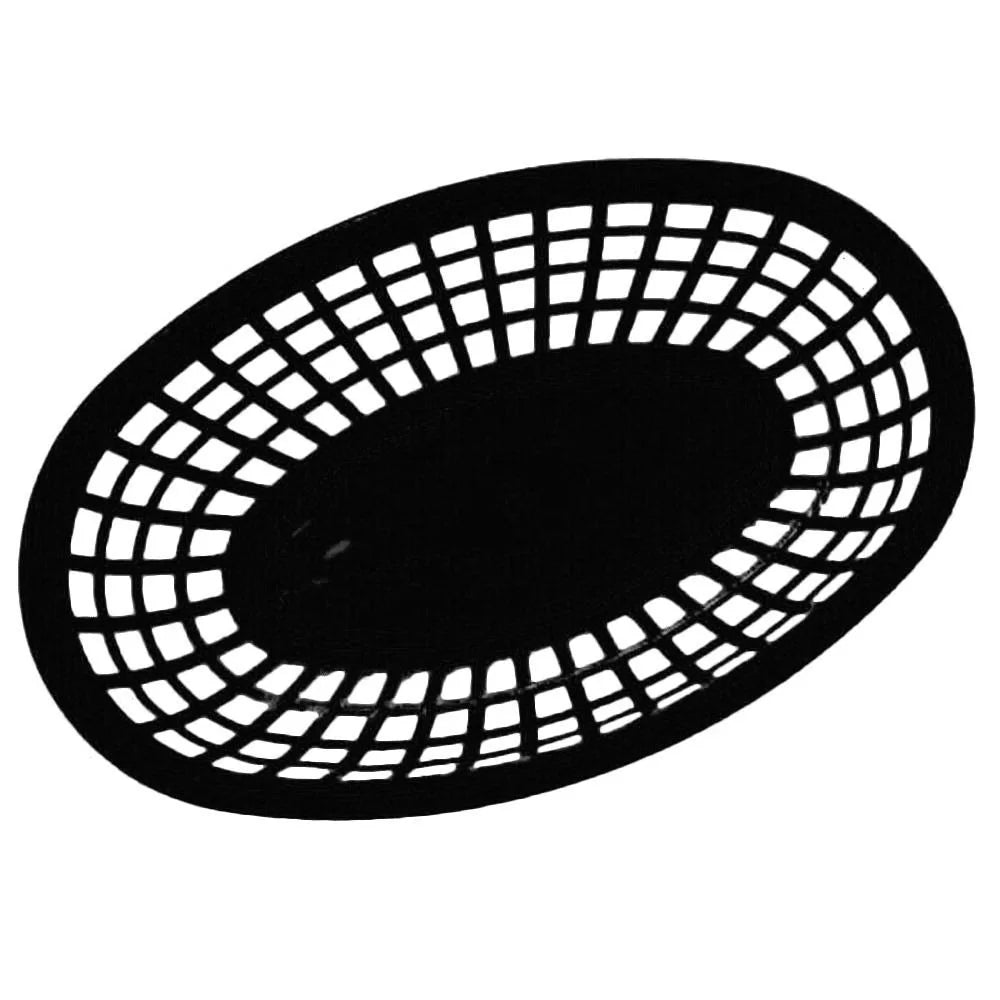 Fries Burger Serving Baskets - Colorful Oval Plastic Food Trays for Fast Food, Hot Dogs, Snacks & Reusable Restaurant Service
