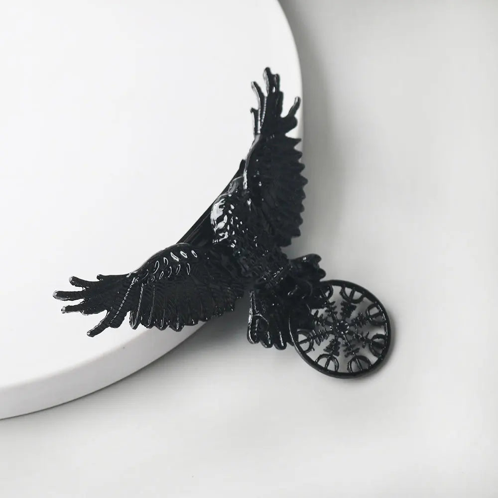Gothic Crow Hair Clip - Vintage Raven Barrette for Women, Witch Viking Halloween Cosplay Accessory