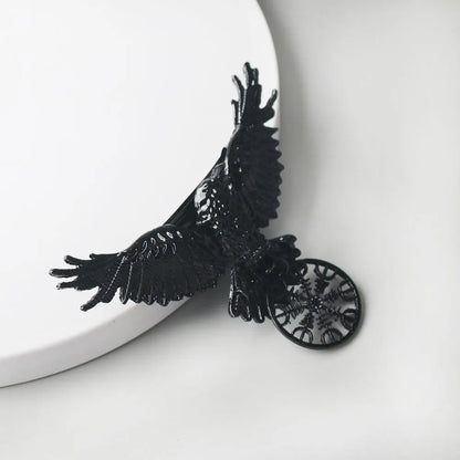 Gothic Crow Hair Clip - Vintage Raven Barrette for Women, Witch Viking Halloween Cosplay Accessory