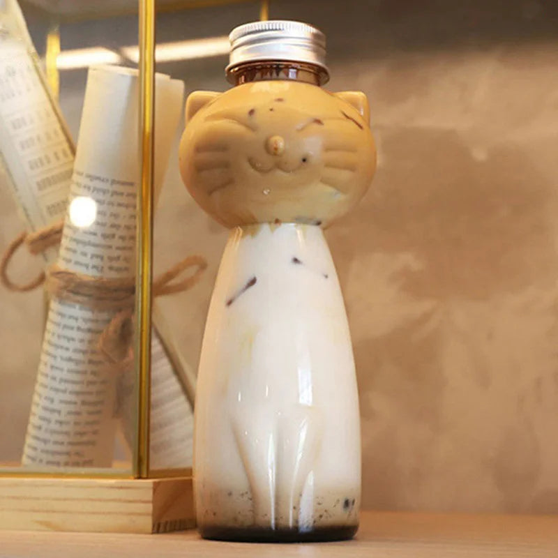 Cute Cat Shaped Water Bottle – Portable BPA-Free Drinking Cup for Milk Tea, Coffee & Juices