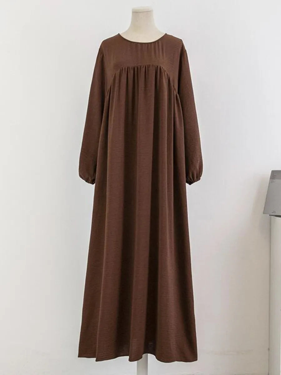 Muslim Women's Luxury Abaya Dress - Solid Color Modest Dubai-Style Kaftan for Ramadan & Special Occasions