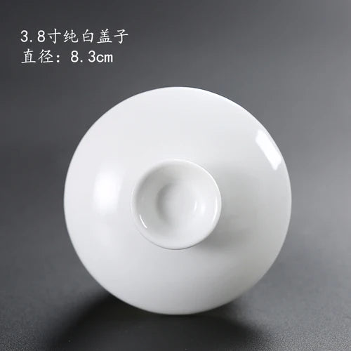 Ceramic Sancai Tea Bowl with Lid – Blue & White Porcelain Cover for Kungfu Tea Set Household Accessories