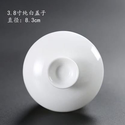 Ceramic Sancai Tea Bowl with Lid – Blue & White Porcelain Cover for Kungfu Tea Set Household Accessories