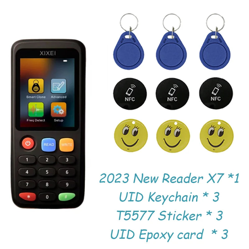 X7 RFID Smart Card Reader and Copier - 125kHz ID and 13.56MHz NFC Chip Writer for NTAG213/215 Cards and Tags