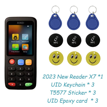 X7 RFID Smart Card Reader and Copier - 125kHz ID and 13.56MHz NFC Chip Writer for NTAG213/215 Cards and Tags