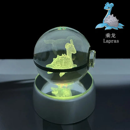 Pokemon Crystal Ball Night Light – Pikachu, Gengar, Eevee, Mewtwo & Lucario LED Pokeball, Kids Birthday Gift & Home Decor