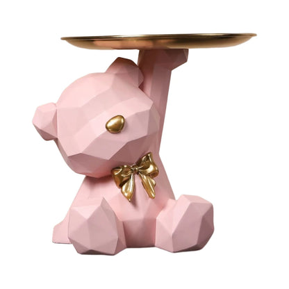 Geometric Bear Key Holder – Resin Figurine for Desk & Entrance Decoration