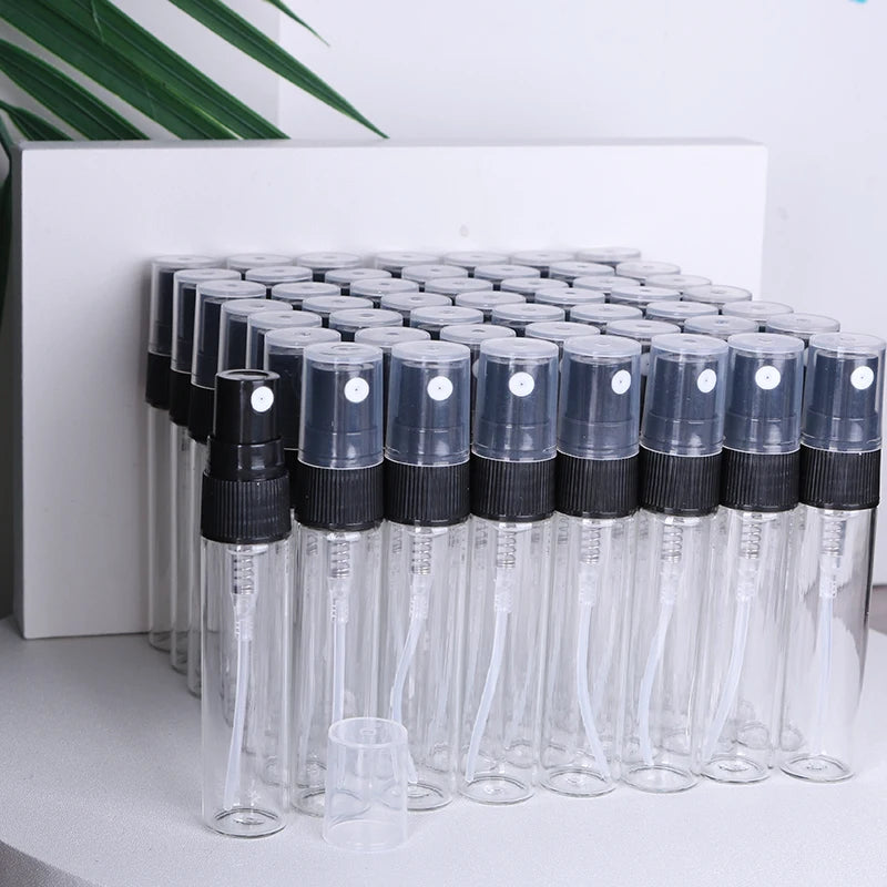 50-Pack 5ml Mini Glass Perfume Spray Bottles – Transparent High-Quality Portable Travel Sub-Bottles