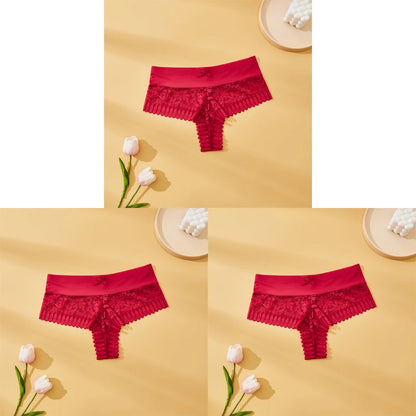 Women's Lace Panties 3PCS - Sexy Bow Detail, Breathable Comfortable Briefs S-XL