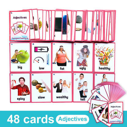 Kids English Vocabulary Flashcards - 26 Themes Fruits Animals Vehicles & Learning Activity Cards