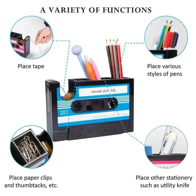 Miniso Retro Pop Tape Pen Holder – Multifunction Desktop Stationery Organizer Gift