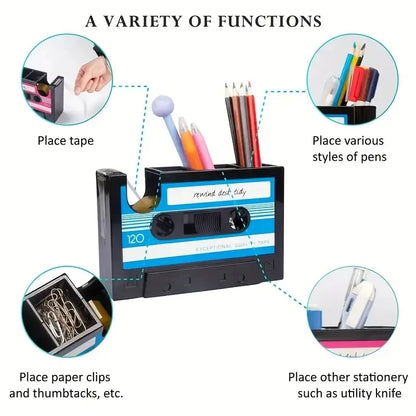 Miniso Retro Pop Tape Pen Holder – Multifunction Desktop Stationery Organizer Gift