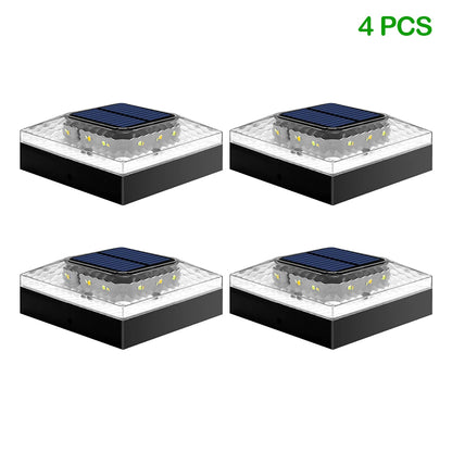 1/4PCS Solar Post Cap Lights - IP65 Waterproof Fence Topper LED Lights with 3 Color Modes for 4x4 Vinyl & Wood Posts