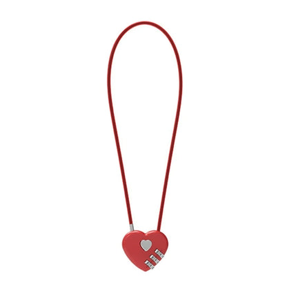 Love-Shaped Heart Code Padlock – Wedding Gift with Password Lock, Long Wire Rope for Trolley Case & Security