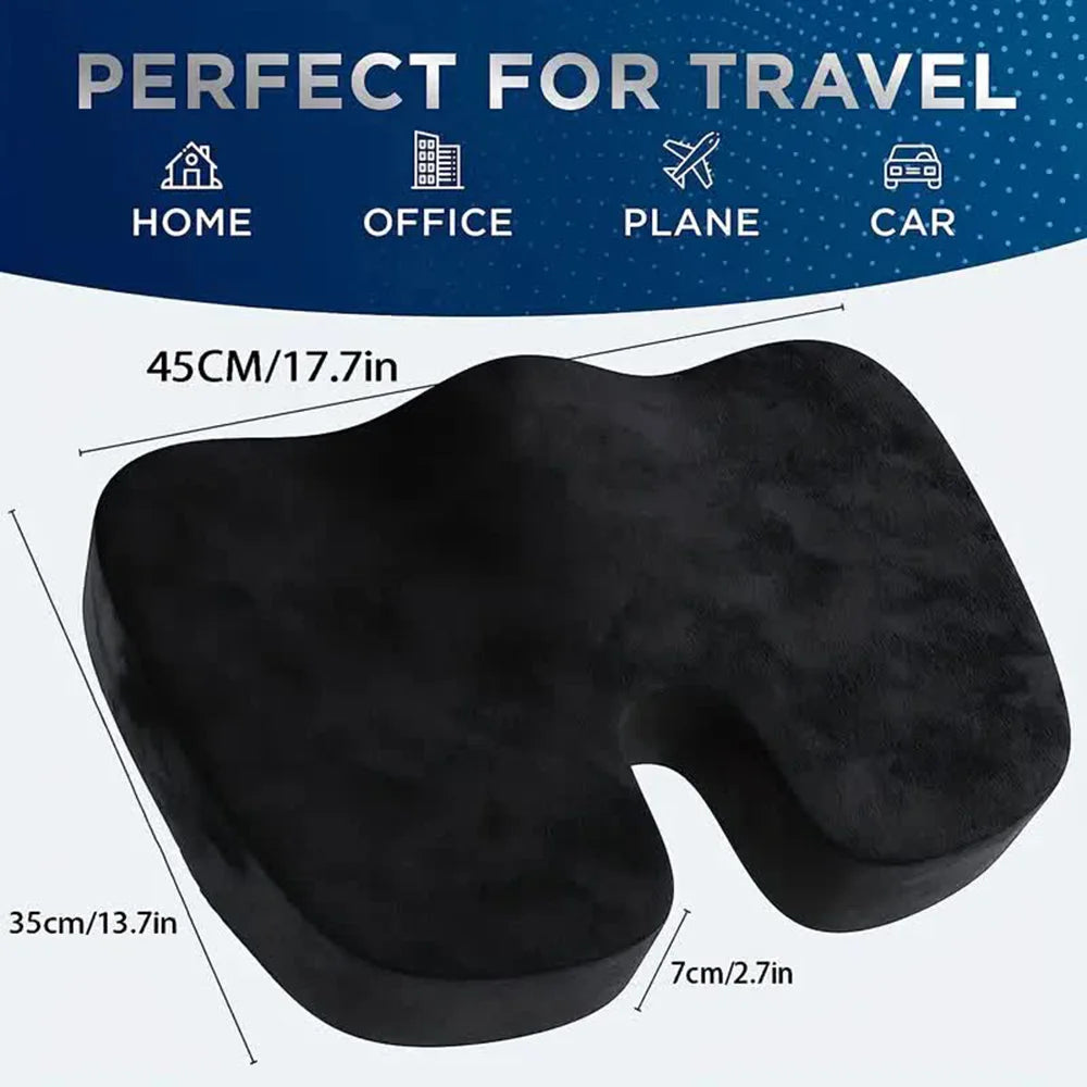 Travel Memory Foam U-Shaped Seat Cushion | Car, Office Chair Cushion Pad for Hip Support & Orthopedic Massage