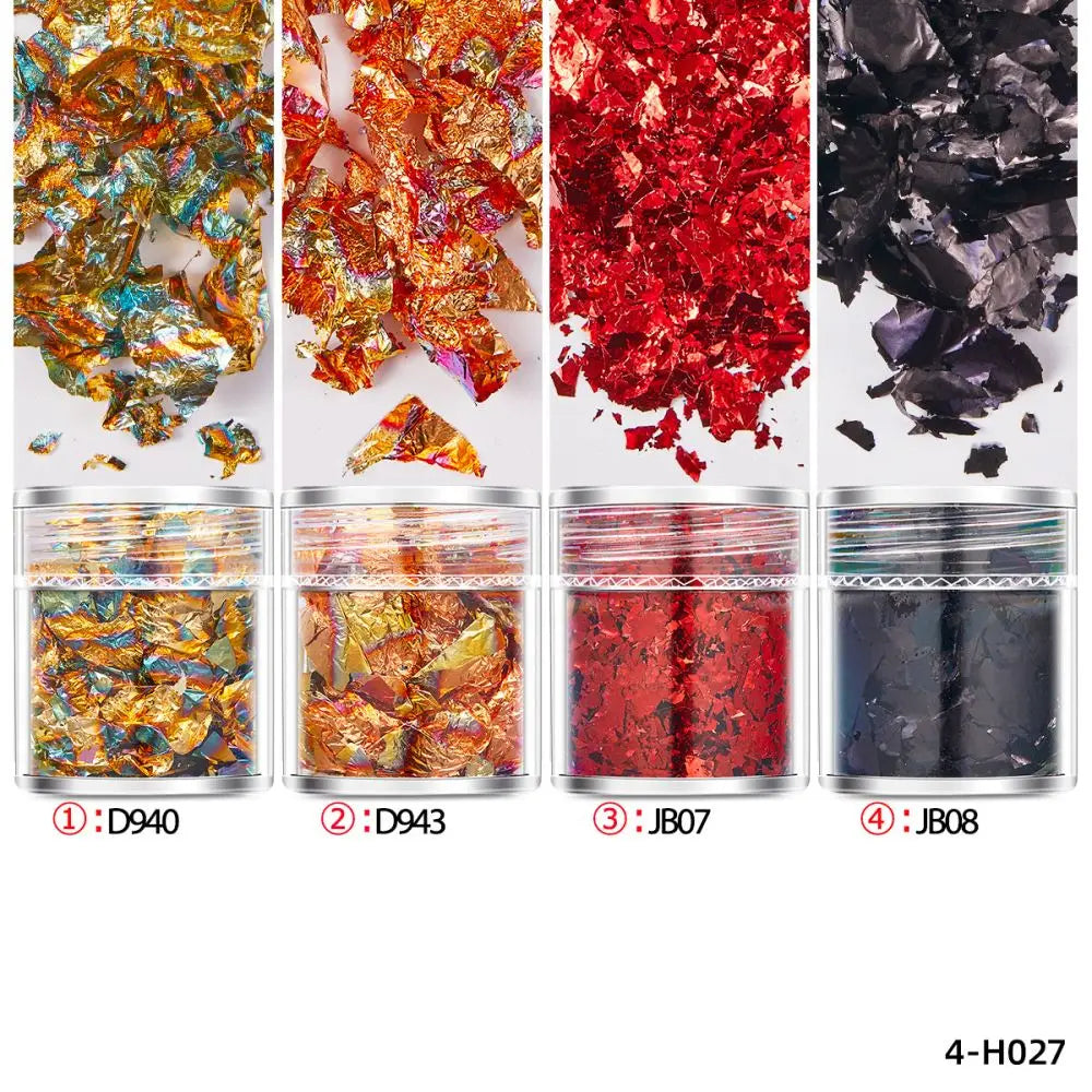 4 Bottles Gold Foil Flakes - Epoxy Resin Craft, Jewelry Making & Nail Art Decoration Supplies