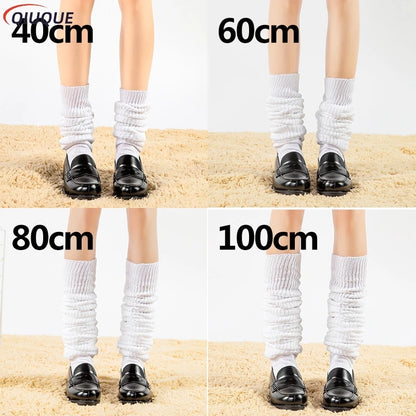White & Black Loose Slouch Socks – JK Uniform Cosplay Leg Warmers for Women & Girls