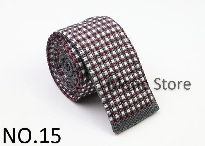 Classic Knit Neck Tie for Men — 6cm Plaid & Dots Casual Business Wedding Tie
