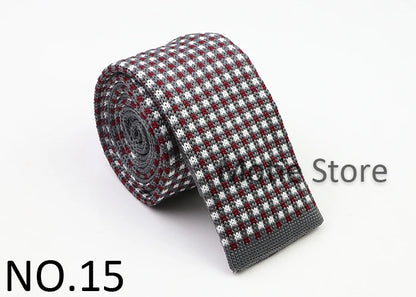 Classic Knit Neck Tie for Men — 6cm Plaid & Dots Casual Business Wedding Tie