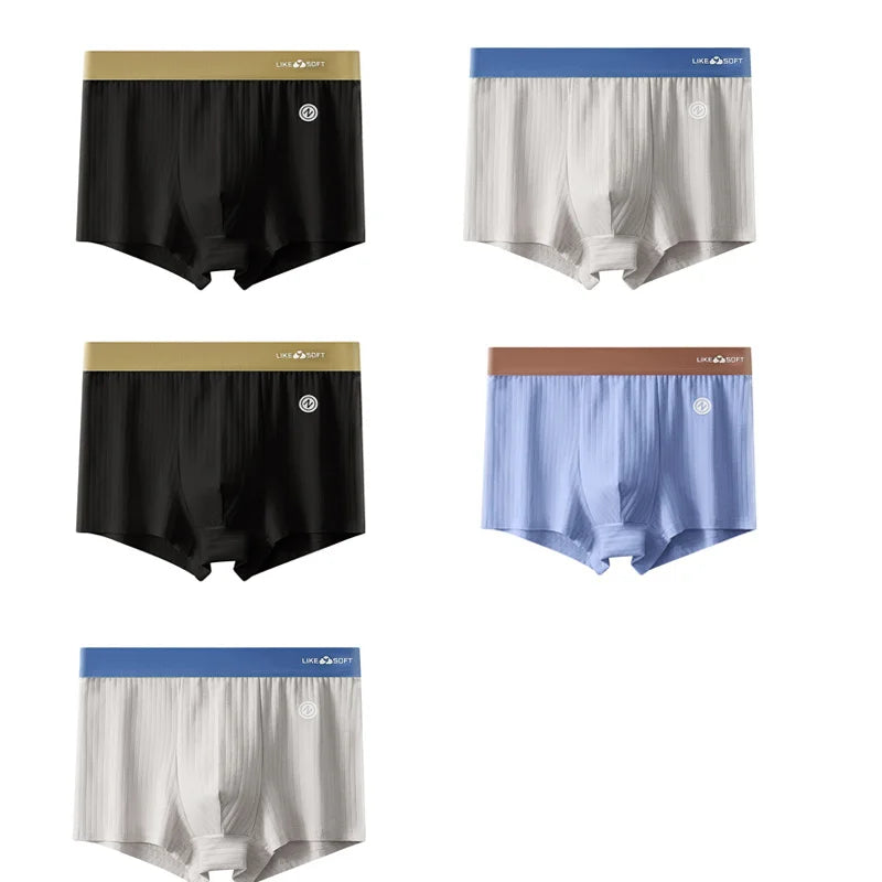 5PCS Men's Striped Boxer Shorts - Funny Comfortable Underwear with U-Convex Design