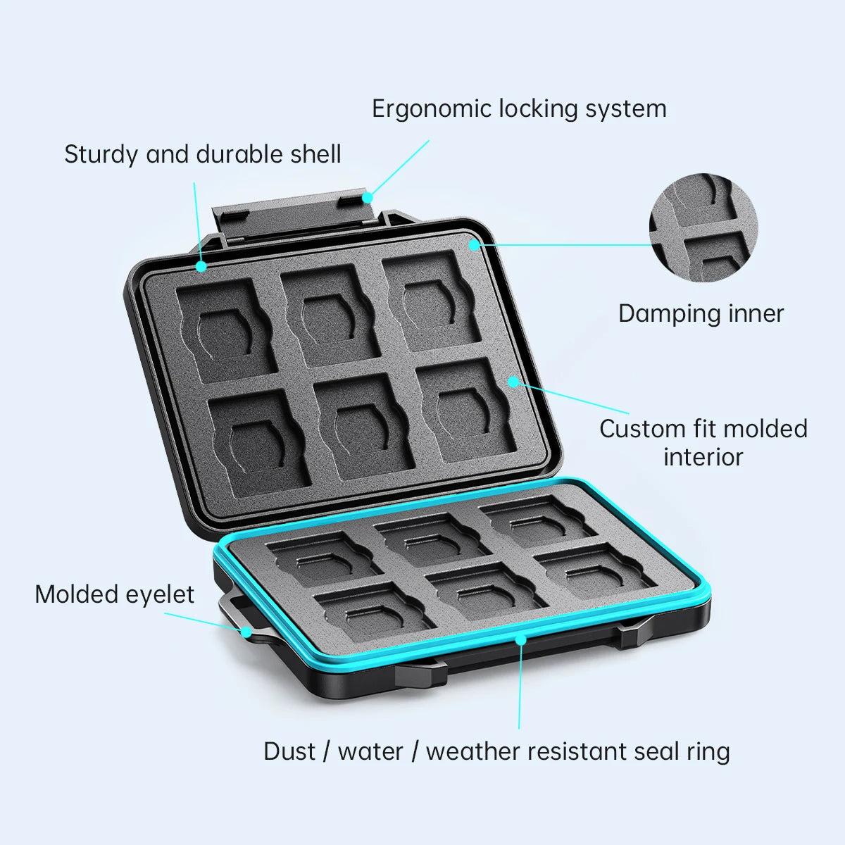 Waterproof SD Memory Card Storage Case: ORICO Micro SD Card Holder with Soft Lining - Organize HDD/CF/SD Cards Easily