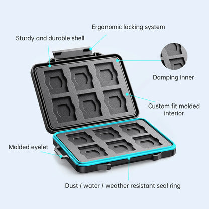 Waterproof SD Memory Card Storage Case: ORICO Micro SD Card Holder with Soft Lining - Organize HDD/CF/SD Cards Easily
