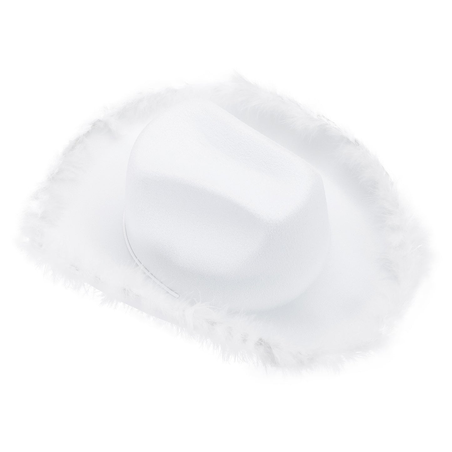 Women's Cowboy Hat – Wide Brim Solid Color with Furry Trim for Parties & Outings