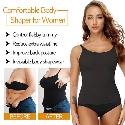2PCS Women's Tummy Control Shapewear - Seamless Slimming Compression Camisole Tank Top