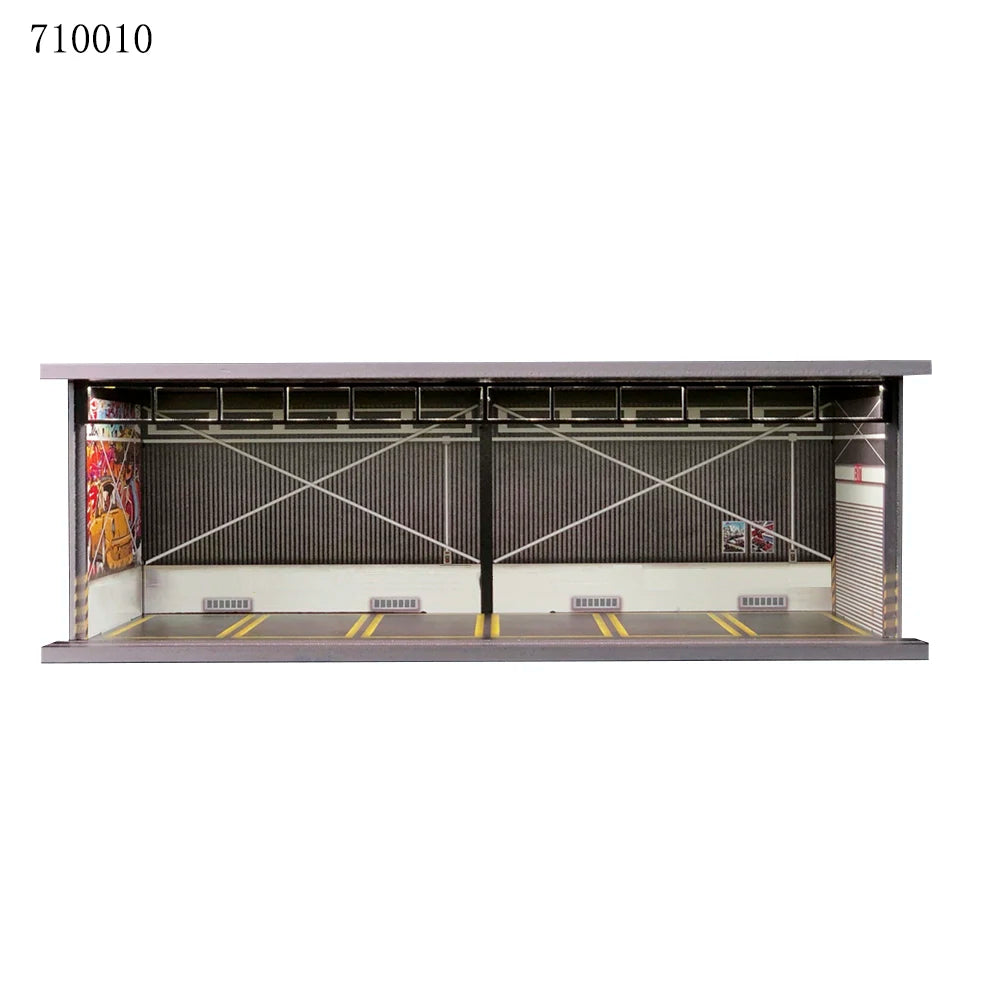 GFans 1:64 Scale Diorama Car Garage Model – LED Lighted Parking Lot DIY City Set for Collection & Display Gifts