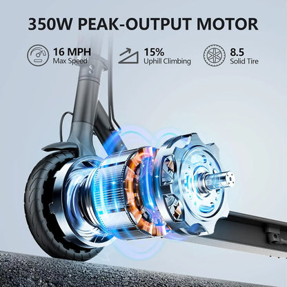 2026 LADPED LP60 Electric Scooter - 350W Folding E-Scooter with 19MPH Speed, 16-Mile Range & 8.5-Inch Tires for Adults