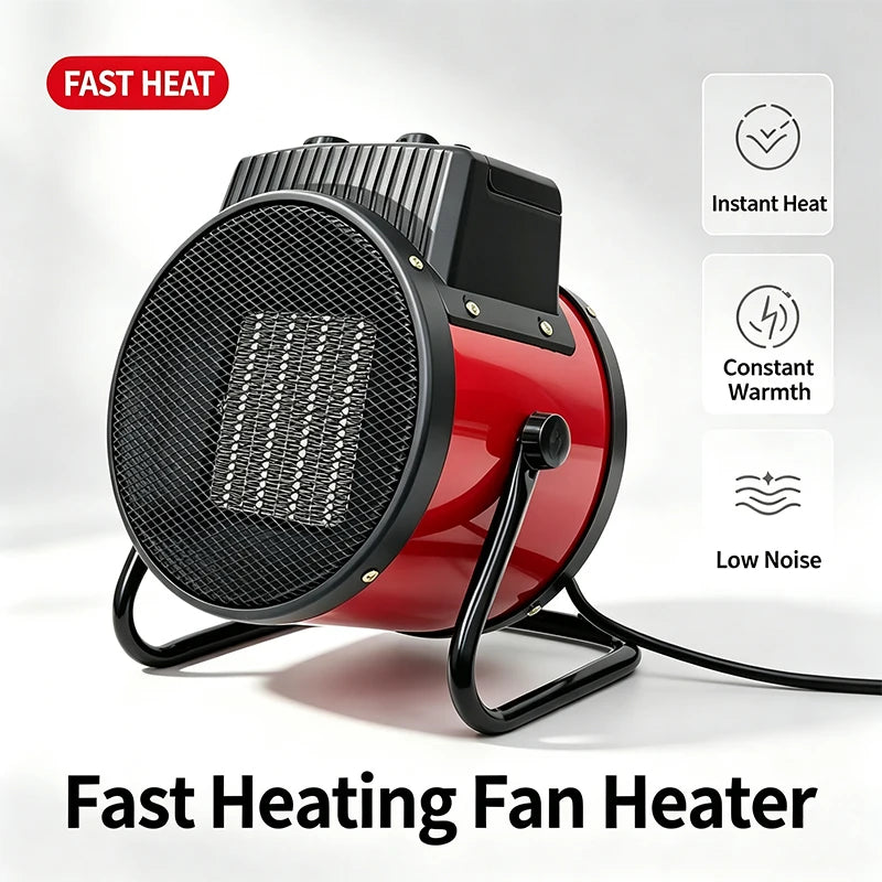 3000W Portable Electric Space Heater - Adjustable Thermostat, 2 Heat Settings, Fan Mode & Tip-Over Protection