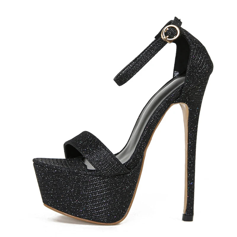 Liyke Women’s Sequined Platform Sandals – Sexy Open Toe Party & Pole Dance Heels, Size 34-46