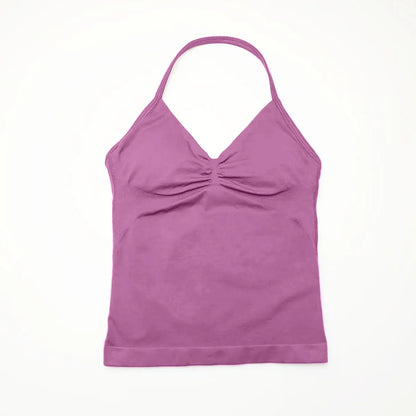 Women’s Longline Strappy Sports Yoga Vest Open Back Gym Tank Top Halter Running Fitness Bra Workout Top NCLAGEN Impact Style