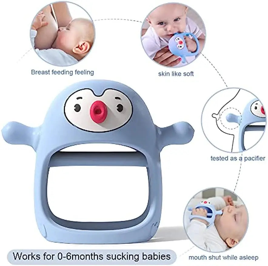 Silicone Teething Toys : Never-Drop Design for Babies - Hand Teether Pacifiers & Breastfeeding Aid