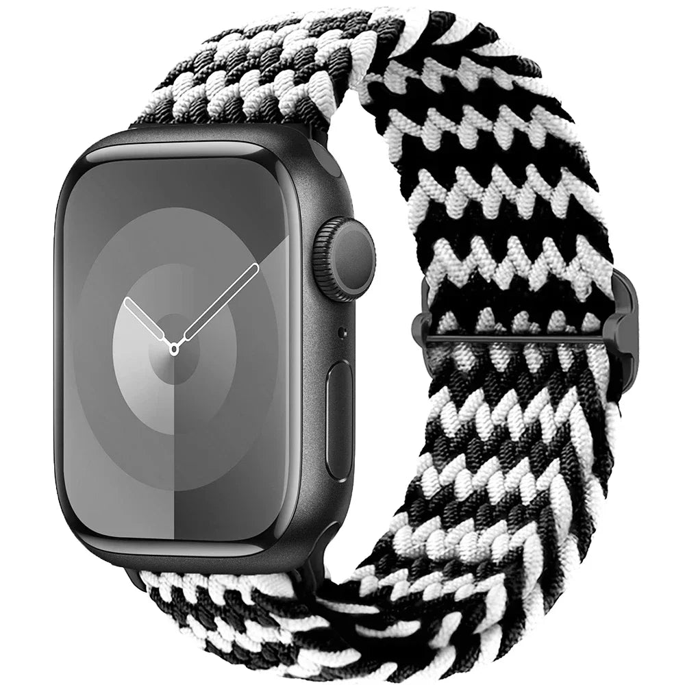 Braided Solo Loop Apple Watch Ultra Band – Elastic Nylon Sport Bracelet for iWatch SE, Series 3–9 (38mm–49mm) Strap