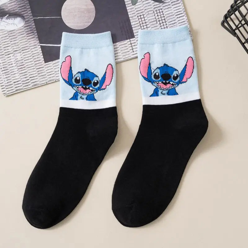 Disney Kawaii Stitch Cotton Socks - Medium Length Combed Cotton Socks, Perfect Birthday Gift for Girls & Boys