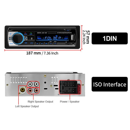 1 Din Car Radio Stereo - Bluetooth MP3 Player with FM Radio, USB, AUX Input & Digital Audio System