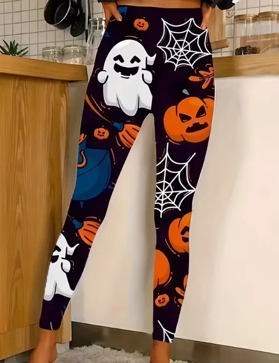 Women's Halloween Skeleton 3D Print Leggings - Stretchy Workout Yoga Pants, Slim Fit Fashion Tights