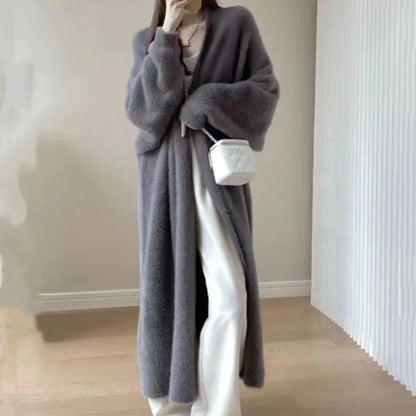 2024 Long Cardigan Women’s Knitted Sweater Jacket – Spring & Autumn Crochet, Loose Fit, Pockets, Winter Maxi Warm Jumper Coat