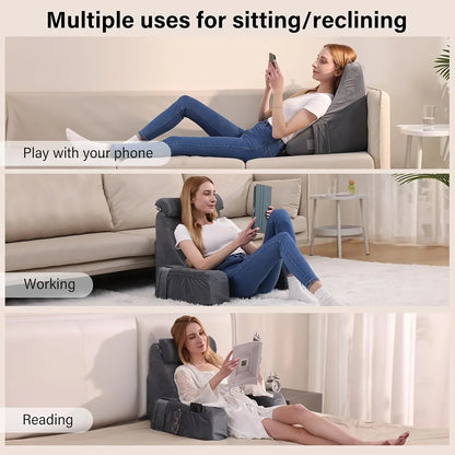 Extra Large Memory Foam Reading Pillow – Bed & Arm Rest Cushion for TV, Gaming, Comfort, Bed & Chair Support