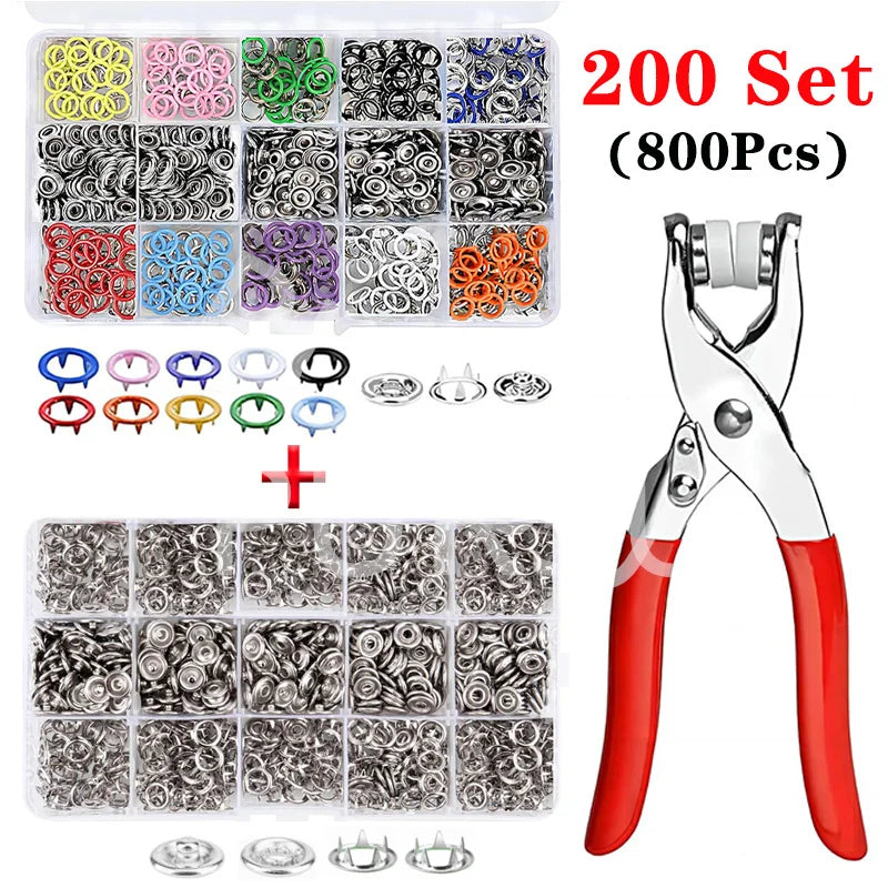 9.5mm Metal Hollow Five-Claw Snap Button — DIY Sewing & Craft Installation Tool for Clothes and Bags