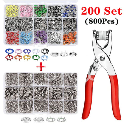 9.5mm Metal Hollow Five-Claw Snap Button — DIY Sewing & Craft Installation Tool for Clothes and Bags