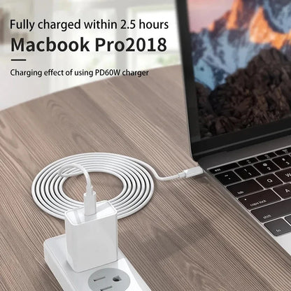 PD 60W USB-C to USB-C Fast Charging & Data Cable — 1M/2M/3M for iPhone 15/15 Pro, Huawei, Samsung, Xiaomi