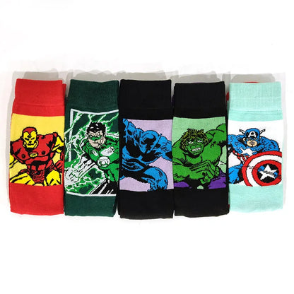 Cartoon Anime Crew Socks - 5 Pairs Unisex Hip Hop Street Style Novelty Casual Socks for Men and Women