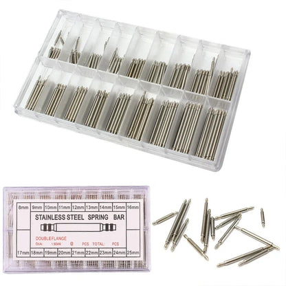 270pcs Stainless Steel Spring Bars Set – 8mm to 25mm for Watchband Strap Repair & Watch Accessories