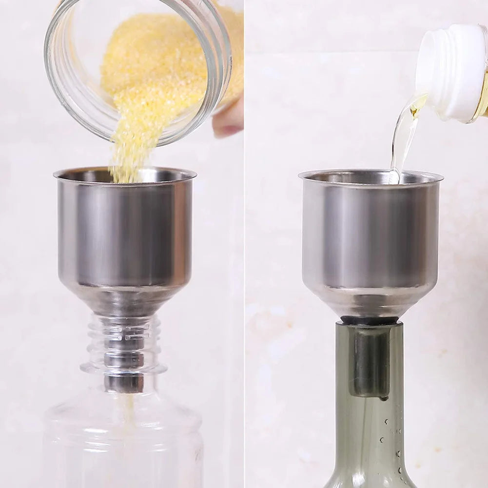 4-Piece Stainless Steel Canning Funnel Set - Grip Handle Jam Funnels for Spices, Liquids & Food Transfer