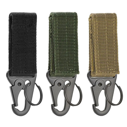 2pcs Tactical Hanging Buckle: Molle Nylon Webbing Carabiner Belt Triangle Keychain for Outdoor Climbing & Camping