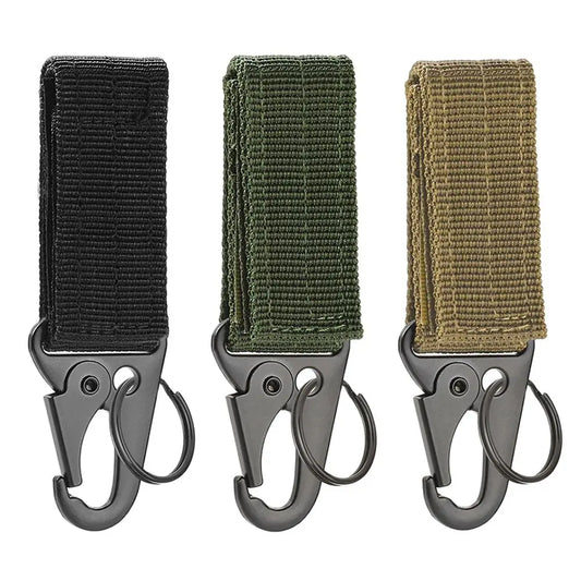 2pcs Tactical Hanging Buckle: Molle Nylon Webbing Carabiner Belt Triangle Keychain for Outdoor Climbing & Camping