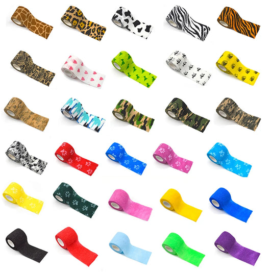 34-Color Tattoo Grip Bandage – Non-Slip, Waterproof, Disposable Elastic Non-Woven Fabric for Tattoo Supplies